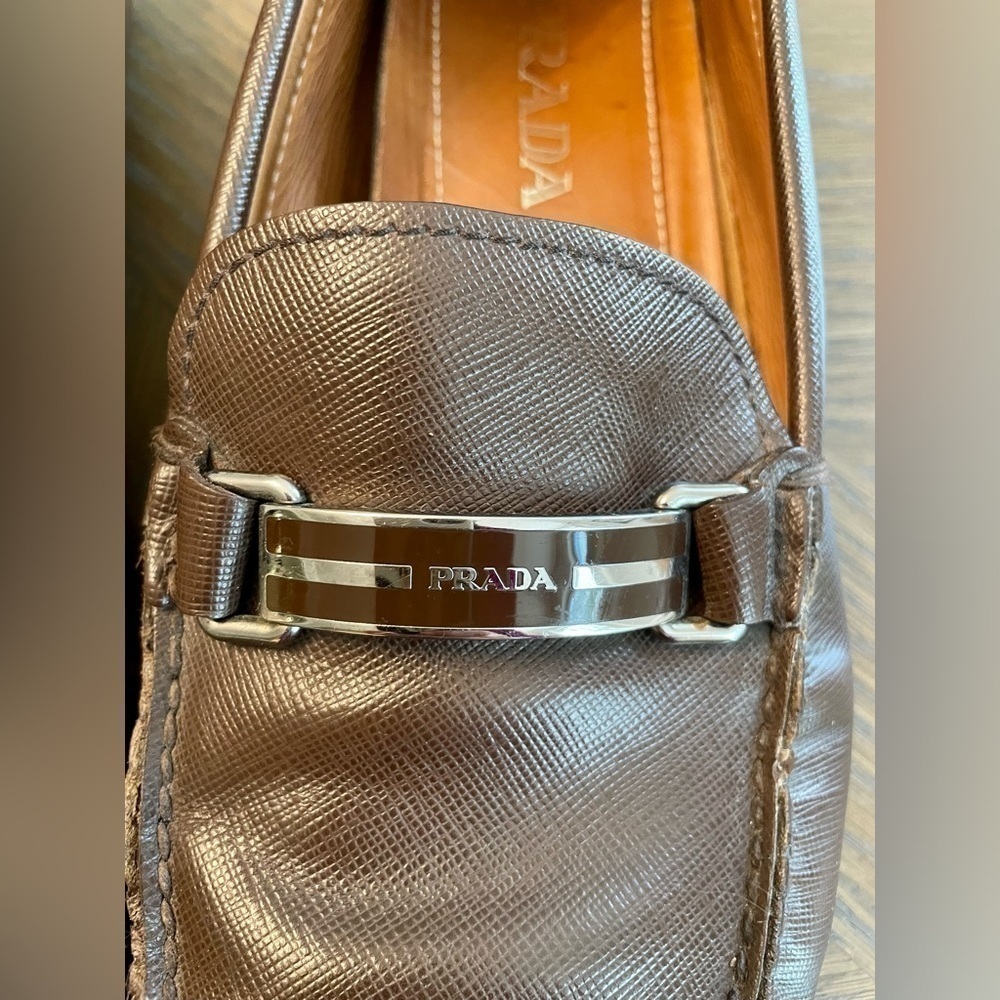 Authentic Prada Men’s Brown Driving Loafers Shoes - Picture 11 of 14